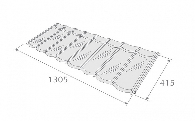 Композитная черепица METROTILE Галло красный, 1305*415 мм